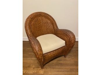 Pottery Barn Large Rattan Malabar Armchair With Seat Cushion