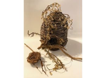 Handmade Twig Birdhouse With Beads