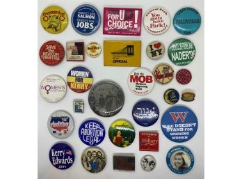 Over 25 Collectable Vintage Pins: Politics, Sports, Music & More