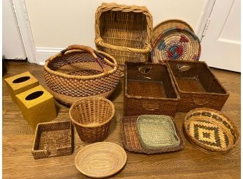 Over 12 Woven Baskets, Trays & Tissue Holders