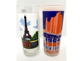 Collectable 1964 New York World's Fair Glass & Eiffel Tower Glass