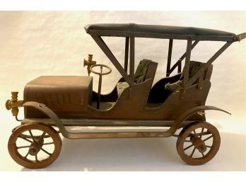 Vintage Wood & Metal Car With Canvas Top