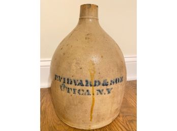 Antique Large Stoneware Jug  Marked P. Vidvard & Son Utica, NY Circa 1875