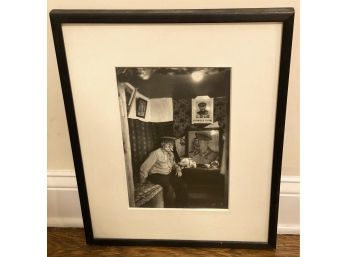 Vintage Photograph Of Russian Soldier With Portrait Of Joseph Stalin