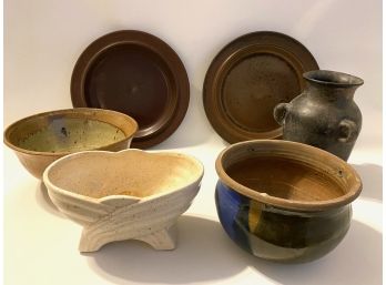 Seven Pottery Bowls, Planters & Plates