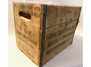 Vintage Wood Beverage Delivery Crate From S.H. Home Beverage Dist. Woodbourne, NY