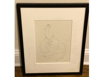 Framed Line Drawing, Signed 2001