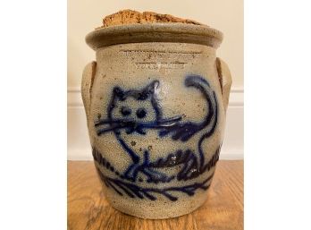 Vintage Beaumont Pottery York, Maine Stoneware Jug With Cork, Signed, 1981