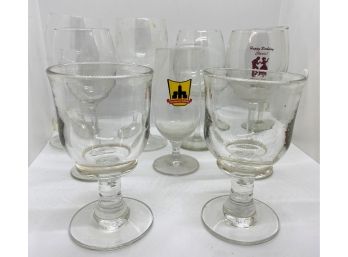 Nine Assorted Wine Glasses Including Two Handblown Goblets