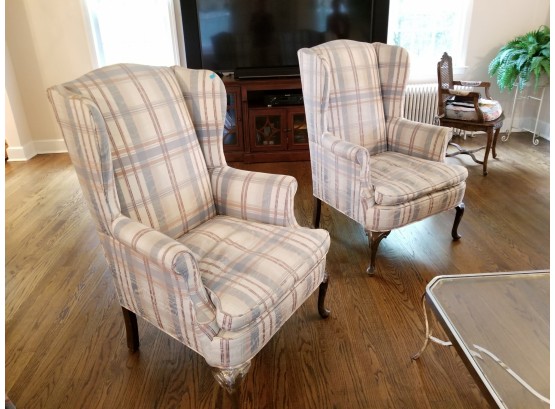 Two High Back Upholstered Chairs