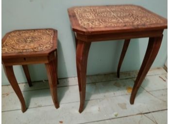 Vintage Inlaid Italian Nesting Tables - One With Music Box