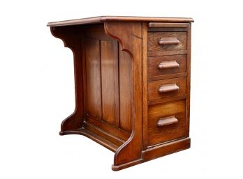 Captain's Desk With Red Gilt Tooled Leather Top