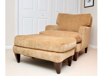 Century Furniture  English Club Chair With Ottoman With Wave Textured Chenille Upholstery