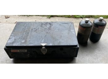 Coleman Dual Fuel Camp Stove And Two Half Propane Cans