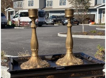 Gold Tone Decorative Brass Candlestick Holders