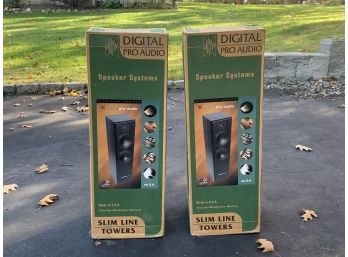 Pair Of Digital Pro Audio Slim Line Tower Speakers