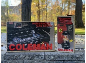 Coleman Powerhouse Two Burner Gas Stove And Coleman Powerhouse Lantern And Carry Case Combo