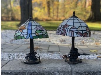 Pair Of Tiffany Style Mini Lamps