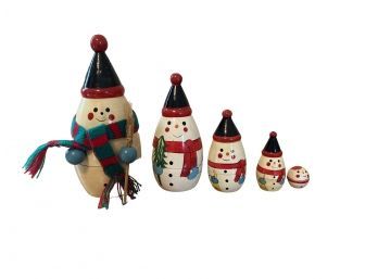 Vintage Snowman Nesting Dolls