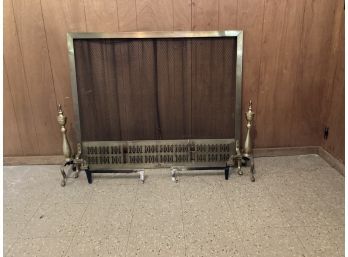 Fireplace Screen And Andirons