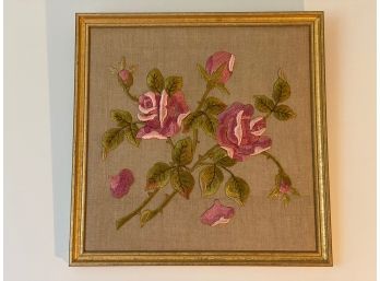 Framed Floral Embroidery With Matching Arm Chair Cover