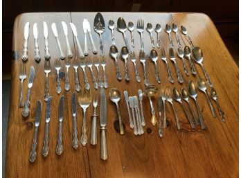 Large Group Of Flatware Stainless Steel And Silver Plated.