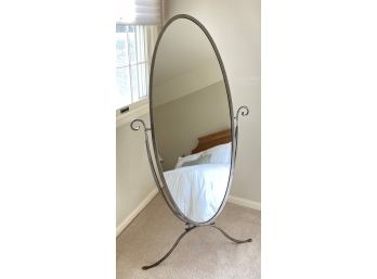 Oval Brushed Metal Cheval Mirror 29' X 22' X 60'h