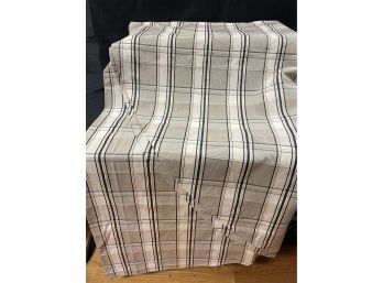 Tan, Black And White Window Pane Rounder Corners Tablecloth - 60'w X 124' Long