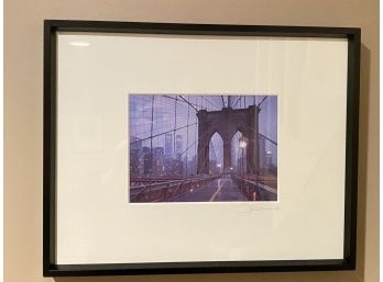 A  Framed & Matted  Brooklyn Bridge Photo Signed 15'x12'