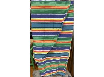 Green, Purple. Blue Striped Round Tablecloth - 100'