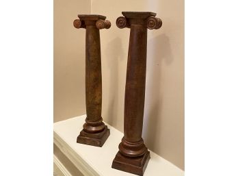 A Pair Of Decorative Brass Candlesticks  4' X 21'h