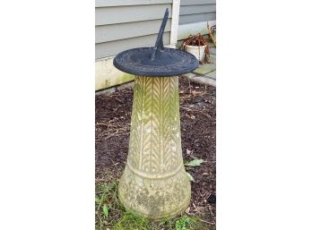 A Cast Metal Sundial On Ceramic   Pedestal   11' X 27'h