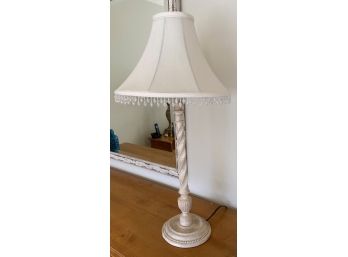 Distressed Cream  Tone Table Lamp With Beaded Shade From  31' X 16'