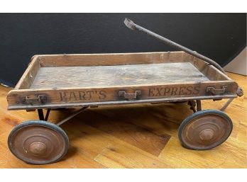 An Antique Wooden Cildren Pull Wagon - 45'x20'14'h