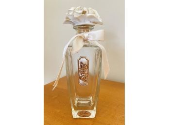 Cellini Collection Handcrafted In Italy  Clear Glass Parfum Bottle With  Floral Stopper - Silver Plaque