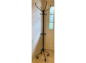 A Free Standing  Black Metal  Coat Rack - 21  X 73h