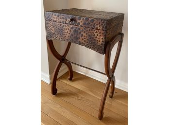 Black  And Brown  Side Table/storage Box On Stand - 16'w X 12'd X 27'h