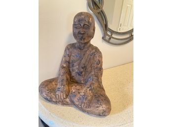 A Carved Wood Sitting Meditating Buddha - 14w X 9d X 16h