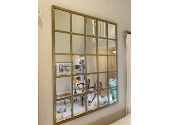 Stunning 'Window Pane'  Gilt Gold Metal Frame  Mirror Purchased From Ethan Allen  - 45'w X 55'h