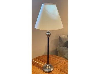 A Metal & Leather Table Lamp With Shade Purchased  From Ethan Allen