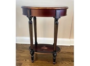 BOMBAY Black With Gold Accents Oval Side Table - 22'w X 14'd X 29'h