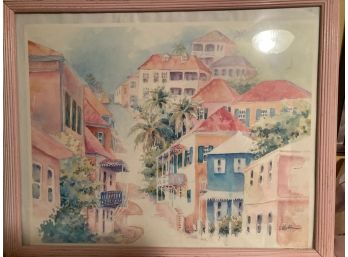 Vintage Dana Wylder Framed And Signed Watercolor Print - Crystal Gade 1992