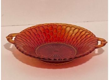 Vintage Amberina Glass Candy Dish Tab Handles