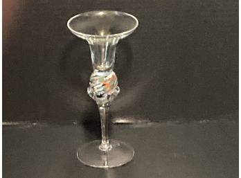 Vintage Single Crystal Footed Candle Stick Holder