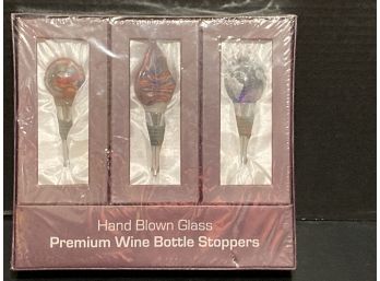 Hand Blown Glass Premium Wine Bottle Stoppers (NIB)