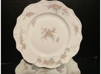 Antique Set Of Seven (7) French Limoges Jean Pouyat Floral Luncheon Plates