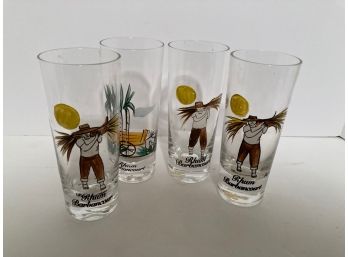 Set Of Four (4) Tall Tropical Rum Punch Glasses