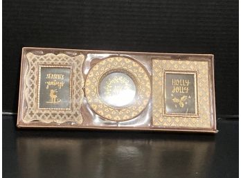 Set Of Three (3) Small Holiday Picture Frames (NIB)