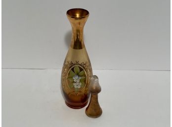 Vintage Bohemian Glass Decanter With Ground Glass  Stopper