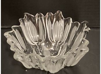 Vintage Clear Crystal Tulip Round Bowl (5  Inches In Diameter)